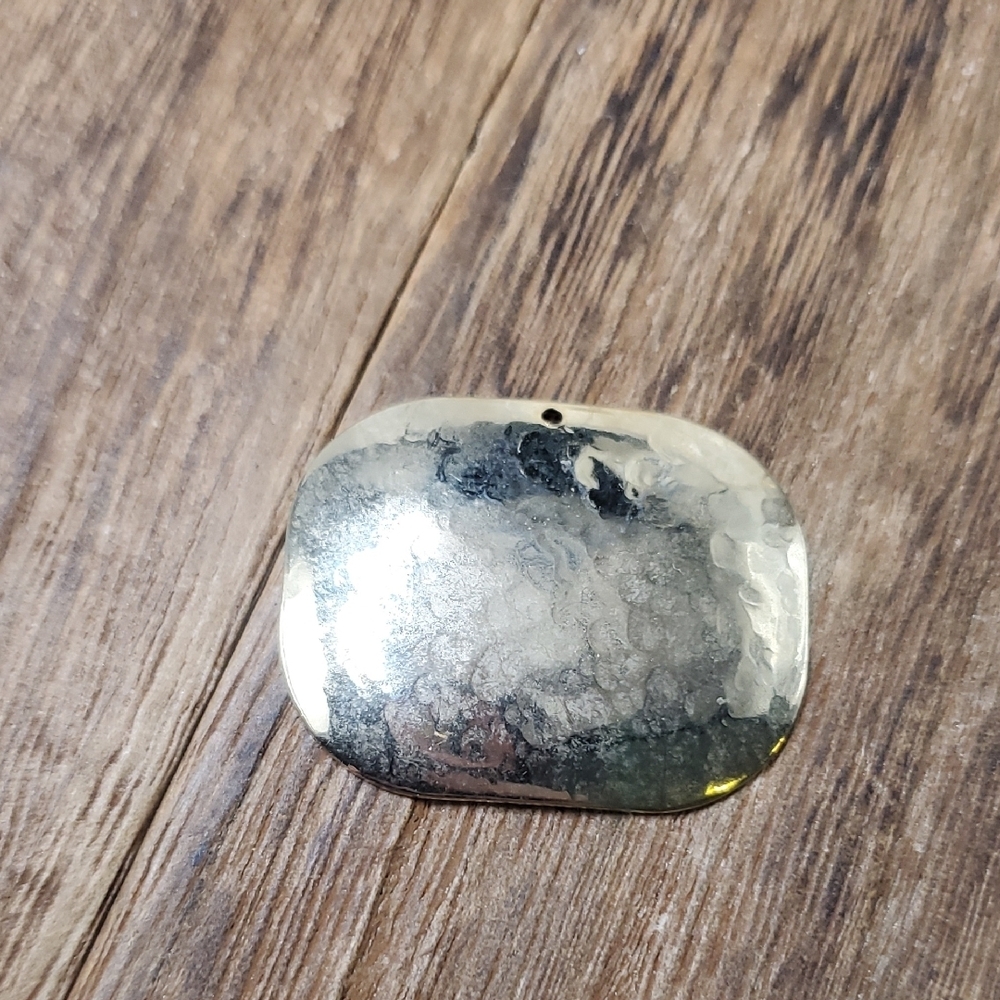 P302 Hammered Gold Tone Pendant Brutalist Minimalist